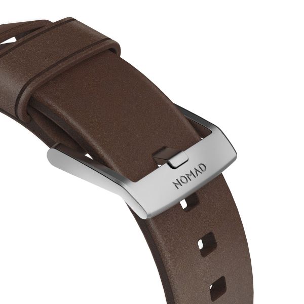 Nomad Bracelet en cuir moderne Apple Watch Series 1 á 9 / SE (38/40/41 mm) | Series 10 (42 mm) - Marron/Argent