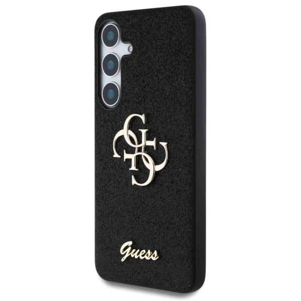 Guess Coque 4G Metal Logo Glitter Samsung Galaxy S25 Plus - Noir