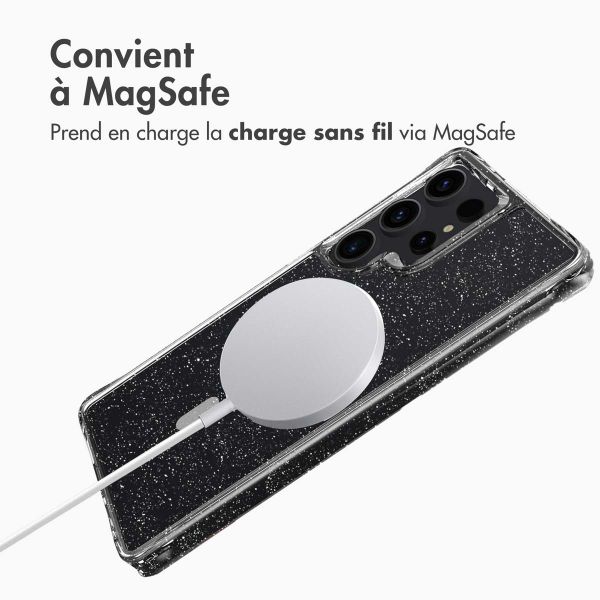 imoshion Coque arrière transparente Pailletée avec MagSafe Samsung Galaxy S25 Ultra - Argent