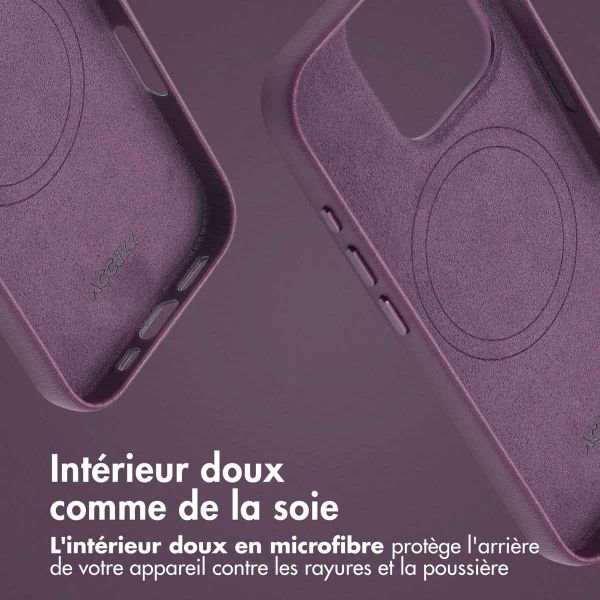 Accezz Coque arrière en cuir avec MagSafe Apple iPhone 16 Pro - Heath Purple