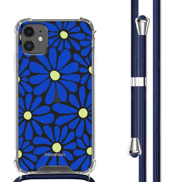 imoshion Coque Design avec cordon iPhone 11 - Cobalt Blue Flowers Connect