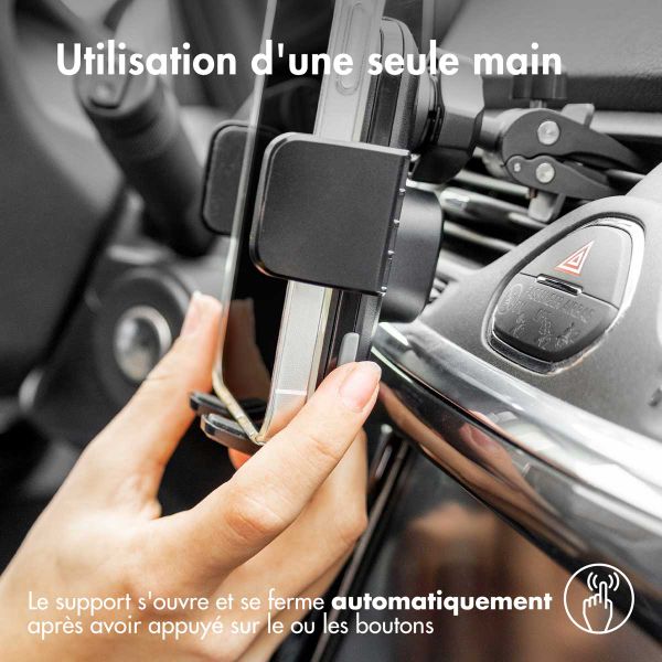 Accezz ﻿Support de téléphone pour voiture - Chargeur sans fil - Grille d'aération - Noir