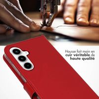 Selencia Étui de téléphone portefeuille en cuir véritable Samsung Galaxy A55 - Rouge