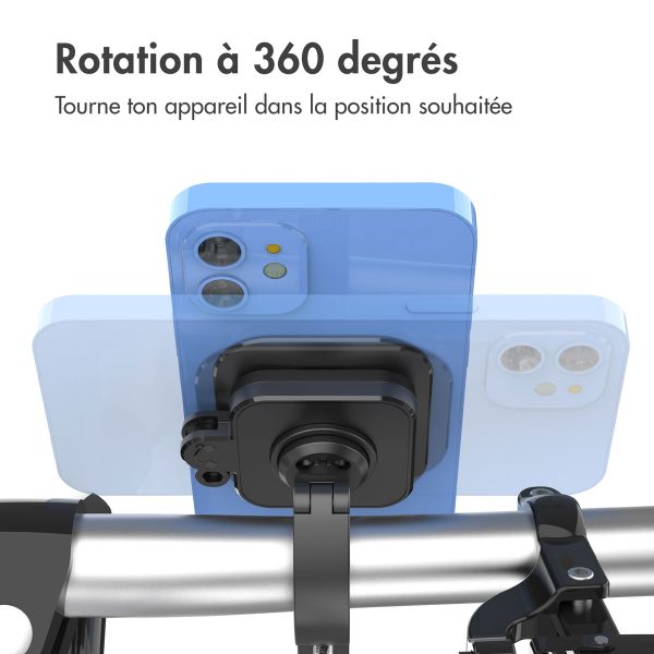 Accezz EasyLock Support de téléphone pour vélo - Avec coque iPhone 13 - Aluminium - Rotation à 360 degrés - Noir