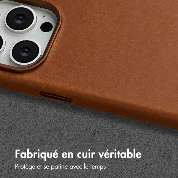 Accezz Coque MagSafe en cuir vintage Apple iPhone 14 Pro - Tabacco Cognac