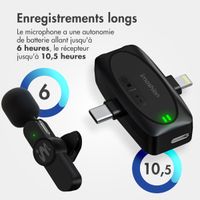 imoshion Microphone pour téléphone - Micro cravate - Sans fil - Bluetooth / Lightning / USB-C