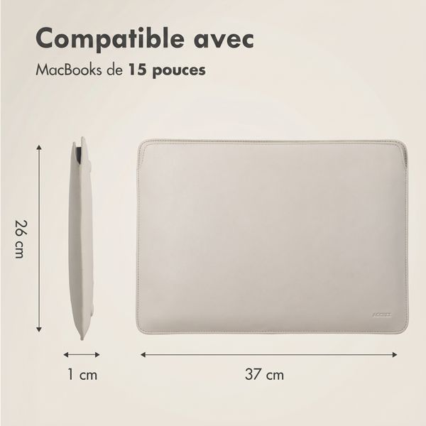 Accezz Leather Pochette ordinateur le Apple MacBook 15 pouces - Beige