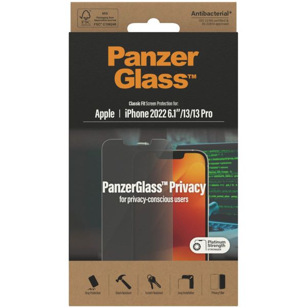 PanzerGlass Protection d'écran Privacy en verre trempé Case Friendly Anti-Bacterial iPhone 14