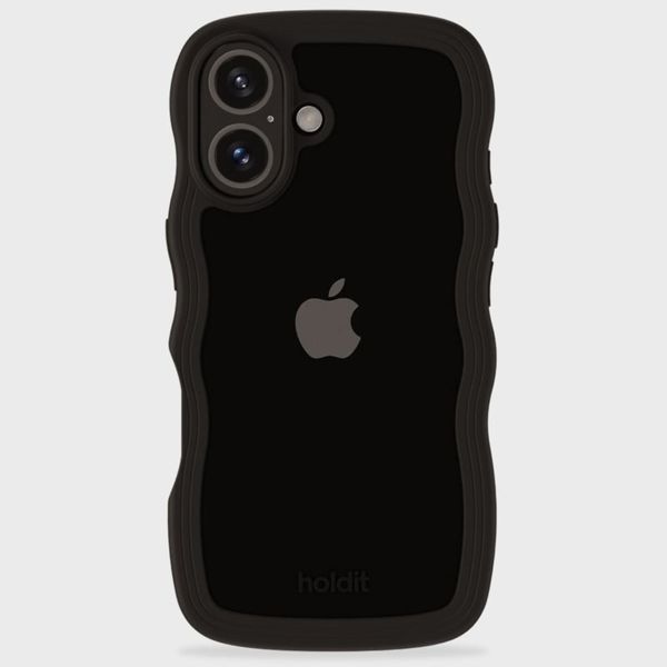 Holdit Coque Wavy iPhone 16 - Black / Transparent