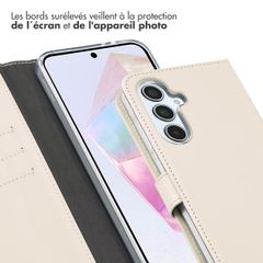 Selencia Étui portefeuille en cuir véritable Samsung Galaxy A35 - Greige