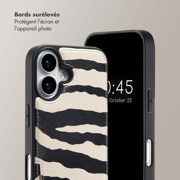 Selencia Coque de télephone Nova avec cordon et porte-cartes Apple iPhone 16 - Zazzy Zebra