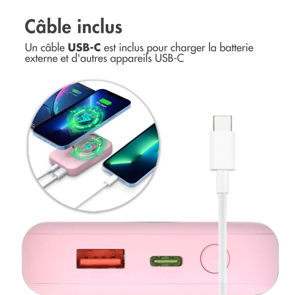 imoshion Batterie externe MagSafe - 10.000 mAh - Batterie externe sans fil - Rose