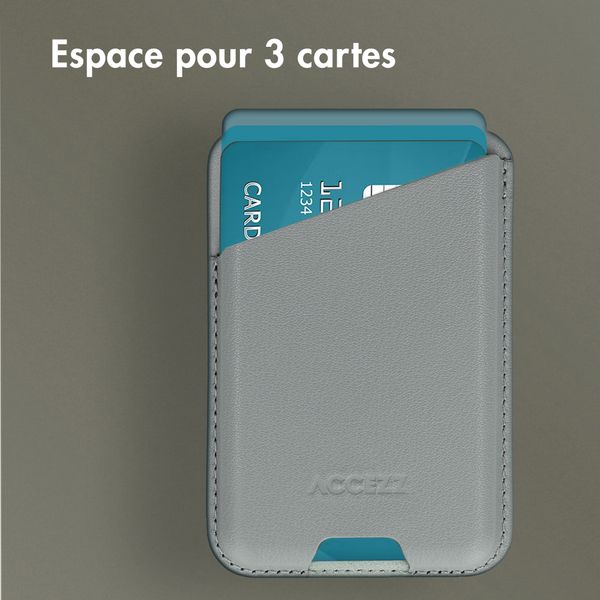 Accezz Porte-cartes en cuir - Compatible avec MagSafe et Qi2 - Light Grey
