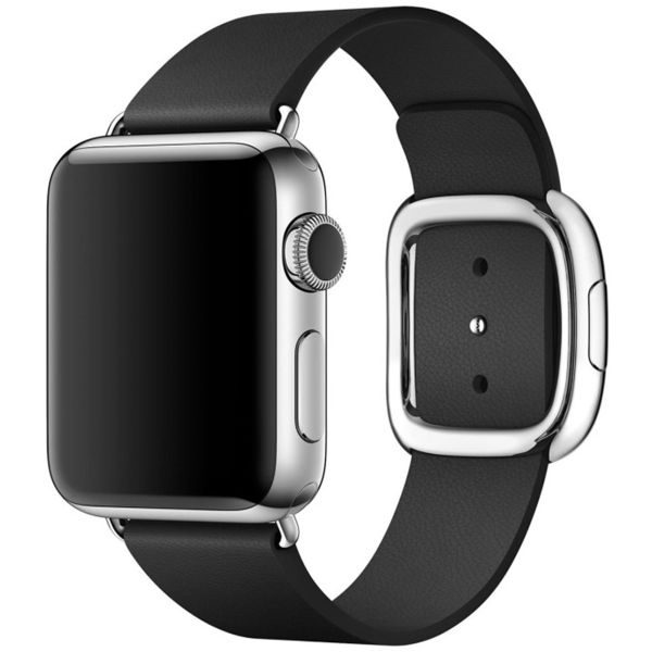 Apple Leather Band Modern Buckle Apple Watch Series 1 á 9 / SE (38/40/41 mm) | Series 10 (42 mm) - Taille M - Noir