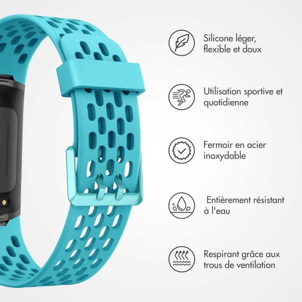 imoshion Bracelet de sport en silicone avec trous Fitbit Charge 5 / Charge 6 - Turquoise