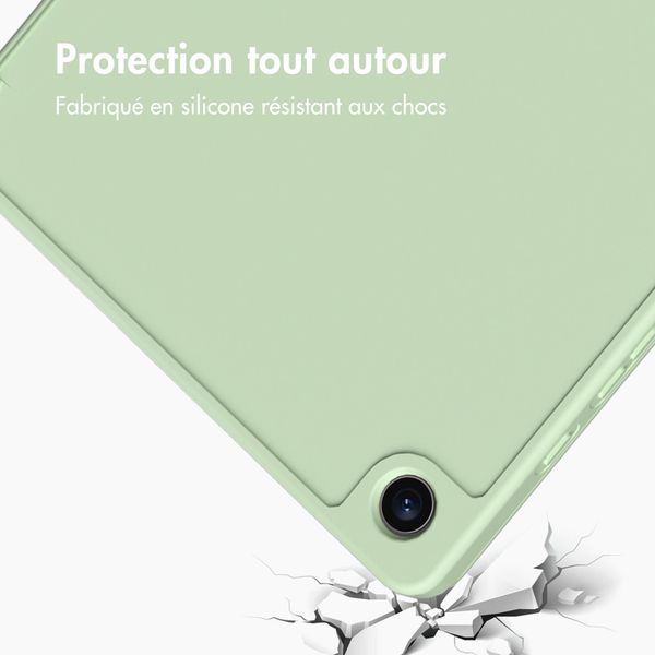 Accezz Étui de téléphone portefeuille Smart Silicone Samsung Galaxy Tab A9 Plus - Vert clair