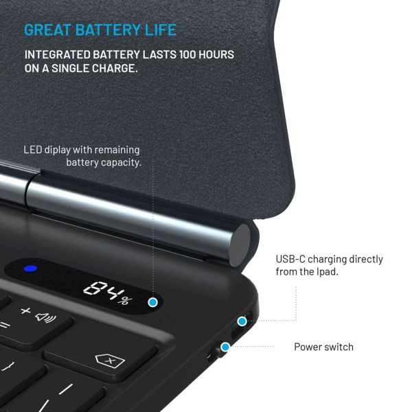 Fixed Typee Coque clavier QWERTY iPad Pro 11 (2018-2022) / Air 4 (2020) / Air 5 (2022) / Air 11 pouces (2025) M3 / (2024) M3 - Noir