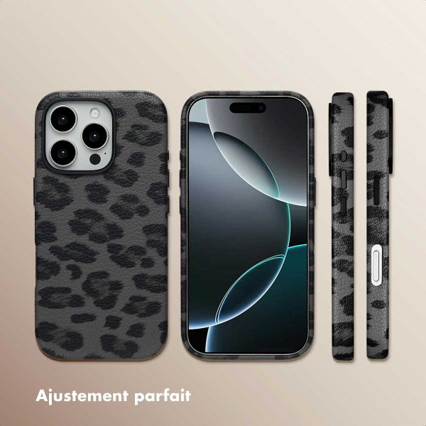 Selencia Coque Sabi imprimé panthère avec MagSafe Apple iPhone 16 Pro - Midnight Black