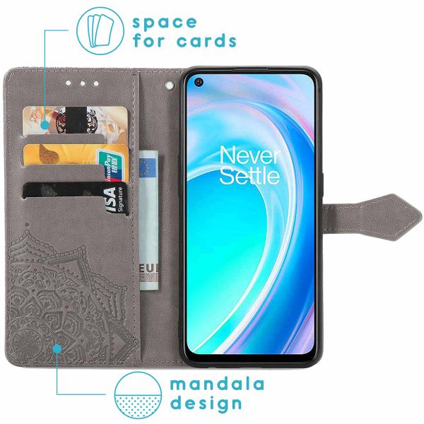 imoshion Etui de téléphone portefeuille Mandala OnePlus Nord CE 2 Lite 5G - Gris