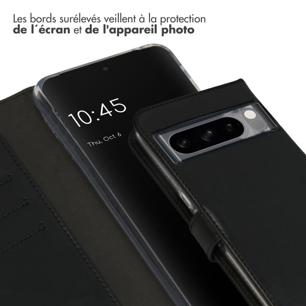 Selencia Étui de téléphone portefeuille en cuir véritable Google Pixel 8 Pro - Noir