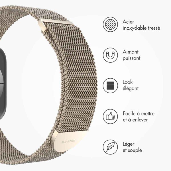 imoshion Bracelet magnétique milanais Apple Watch Series 1 - 11 / SE / Ultra (44/45/46/49 mm) - Taille M - Champagne Gold