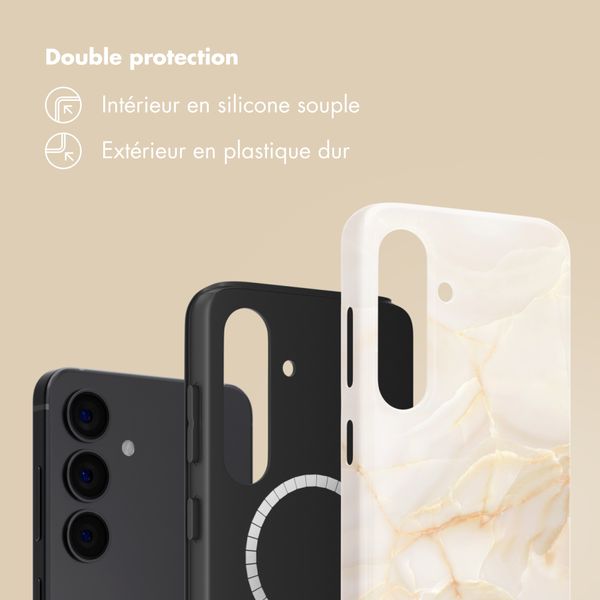 Selencia Coque arrière Vivid avec MagSafe Samsung Galaxy S24 - Golden Beige Marble