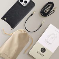 Selencia Coque arrière avec cordon et porte-cartes Nova iPhone 14 Pro - Noir