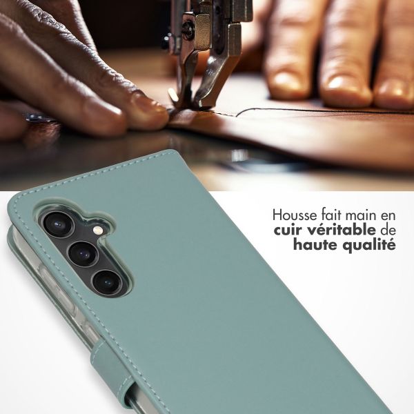 Selencia Étui portefeuille en cuir véritable Samsung Galaxy S23 FE - Air Blue