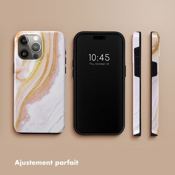 Selencia Coque arrière Vivid Tough iPhone 15 Pro Max - Chic Marble Gold