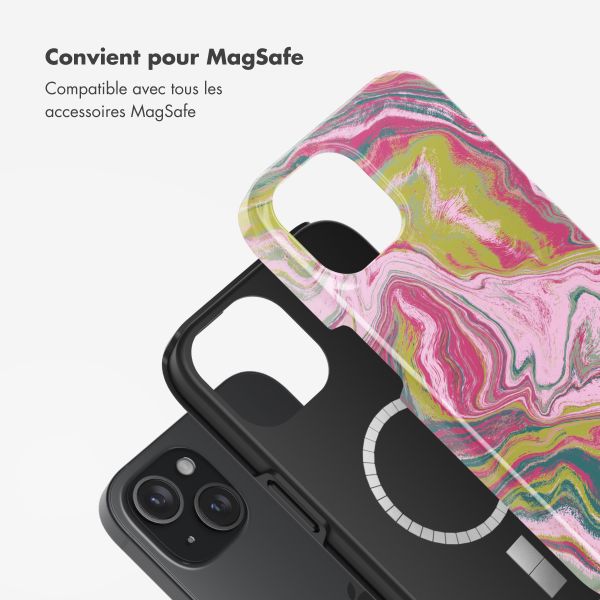 Selencia Coque arrière Vivid Tough avec MagSafe iPhone 15 - Marble Pink