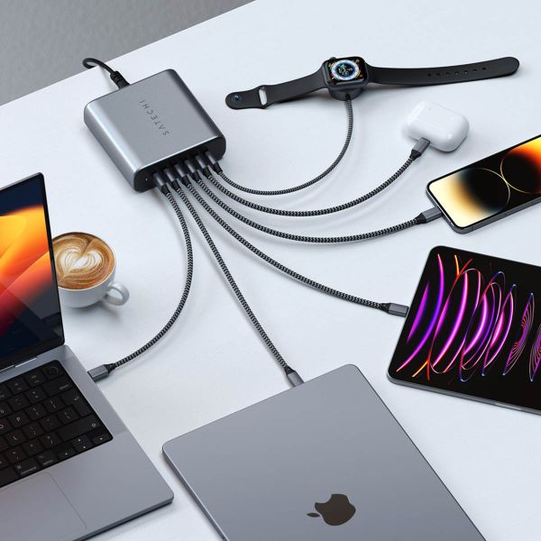 Satechi Chargeur USB-C GaN 6 ports 200 W | Chargeur de bureau - Gris sidéral