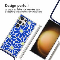 imoshion Coque Design avec cordon Samsung Galaxy S23 Ultra - Cobalt Blue Flowers Connect