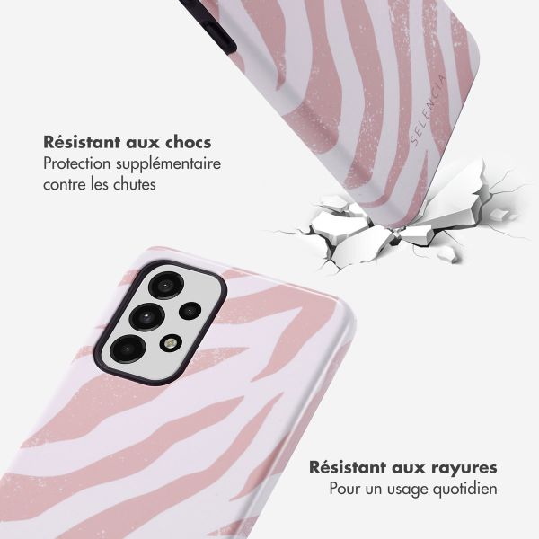 Selencia Coque arrière Vivid Tough Samsung Galaxy A33 - Colorful Zebra Old Pink