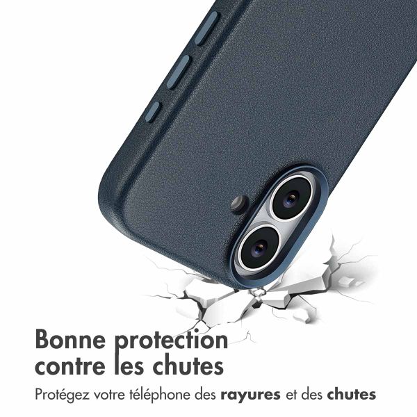 Accezz Coque arrière en cuir avec MagSafe Apple iPhone 17 - Nightfall Blue