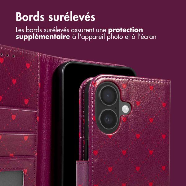 imoshion Étui de télephone portefeuille Design Apple iPhone 16 - Crush Check Coral Dust