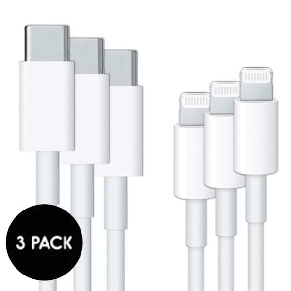 Câble USB-C vers Lightning en emballage d'origine pack de 3 - Apple 'pre-owned' - 1 mètre - MFI