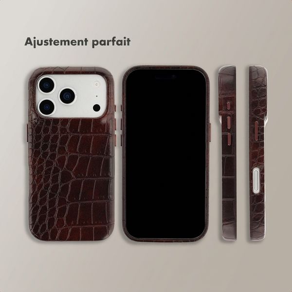 Selencia Coque arrière Croco avec MagSafe Apple iPhone 17 Pro Max - Choco Brown