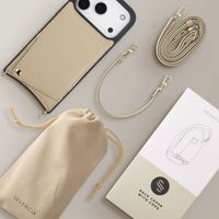 Selencia Coque de télephone Nova avec cordon et porte-cartes Apple iPhone 17 Pro - Beige