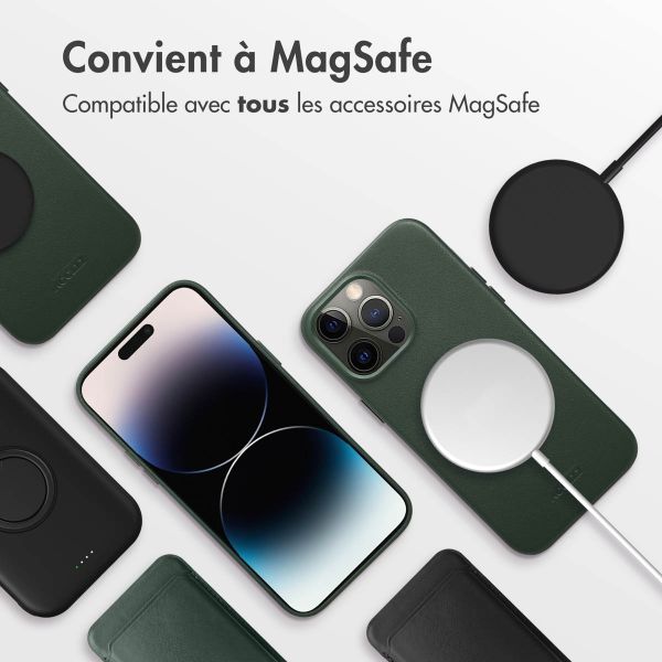 Accezz Coque arrière en cuir avec MagSafe Apple iPhone 14 Pro Max - Cedar Green