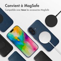 Accezz Coque arrière en cuir avec MagSafe Apple iPhone 16 - Nightfall Blue