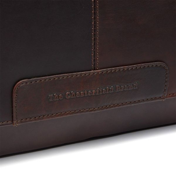 The Chesterfield Brand Sac ordinateur 15-15.6 pouces Richard - Sac à bandoulière - Cuir véritable - Brun foncé