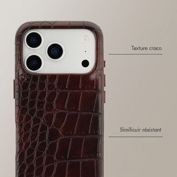Selencia Coque arrière Croco avec MagSafe Apple iPhone 17 Pro Max - Choco Brown