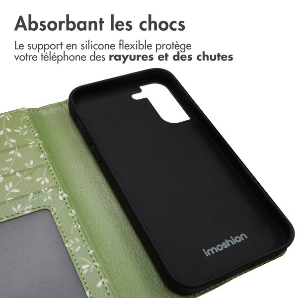 imoshion Étui de télephone portefeuille Design Samsung Galaxy S21 - Green Flowers