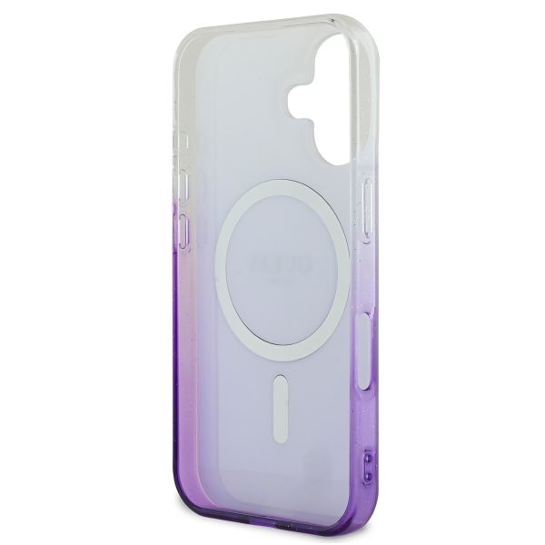 Guess Coque MagSafe IML Glitter Gradient Apple iPhone 16 - Purple