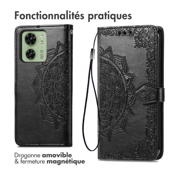 imoshion Etui de téléphone portefeuille Mandala Motorolo Edge 40 - Noir