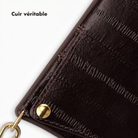 Selencia Nova coque arrière en cuir véritable avec porte-cartes Apple iPhone 16 Pro - Dark Chocolate