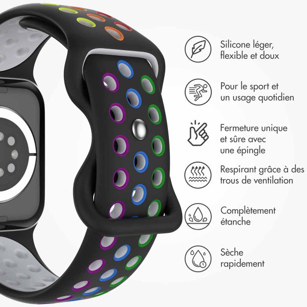 imoshion Bracelet sport⁺ Apple Watch Series 1 á 9 / SE (38/40/41 mm) | Series 10 / 11 (42 mm) - Taille S/M - Black Rainbow