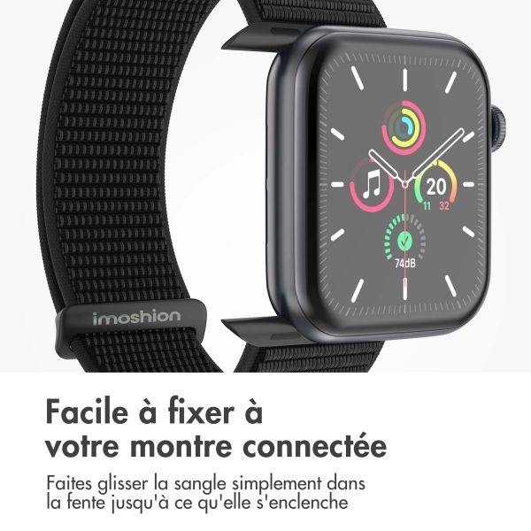 imoshion Bracelet en nylon Apple Watch Series 1 t/m 11 / SE / Ultra (44/45/46/49 mm) - Noir