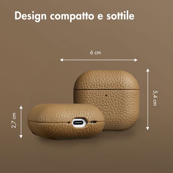 Accezz Coque en cuir véritable  Apple Airpods 4 - Taupe