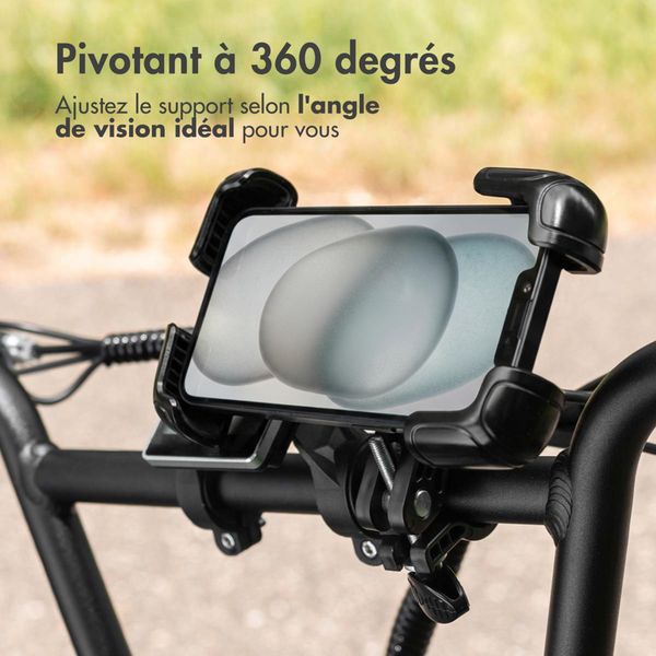imoshion Support de téléphone robuste pour vélo - Rotation à 360° - Universel - Noir